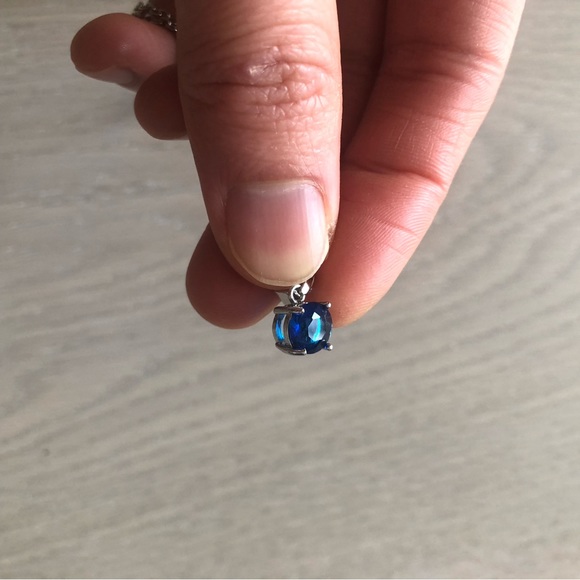 2/$30 EFFY Blue Sapphire Pendant Necklace Silver Toned - Picture 4 of 5